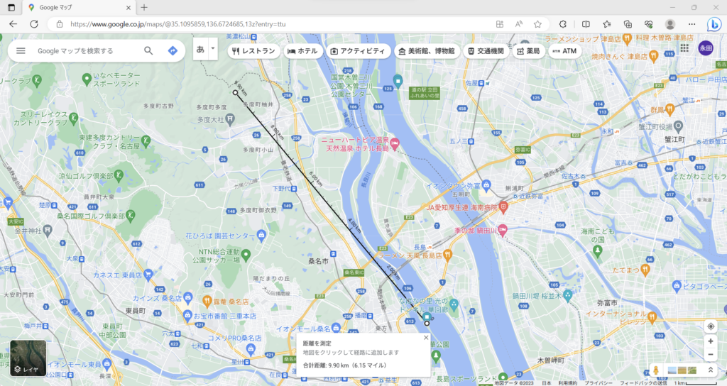 Googlemap 距離測定１